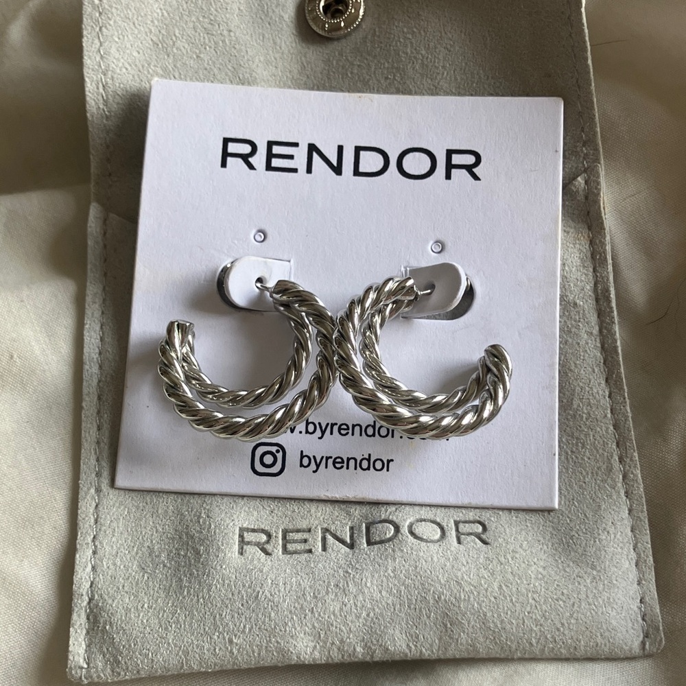 Rendor Rachel Zoe Silver Twisted Rope Earrings
